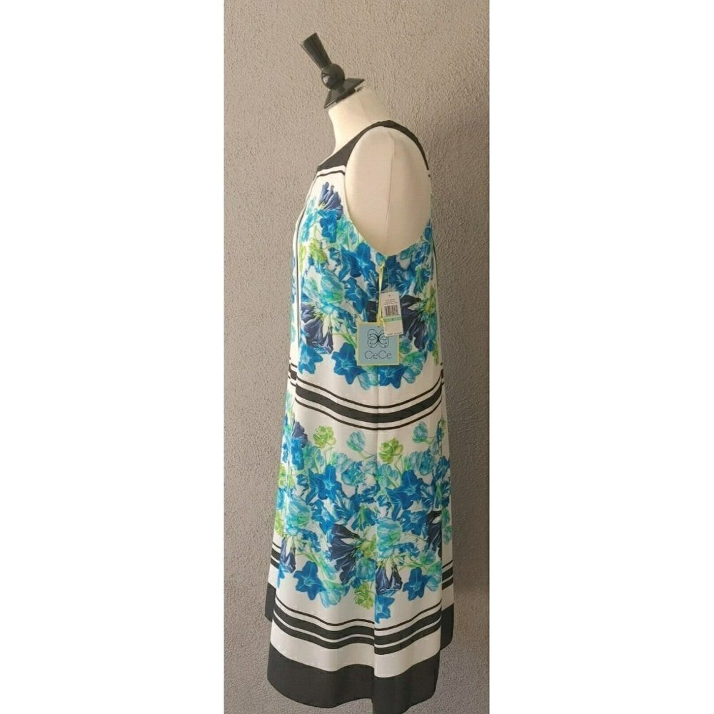 NWT CeCe Playa del Sol Halter Neck Multi Color Floral Dress in New Ivory Size 8 - Picture 6 of 6